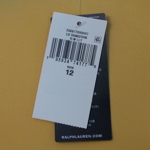 NWT Ralph Lauren Twist Front Jersey Yellow Dress Size 12 - Picture 9 of 13